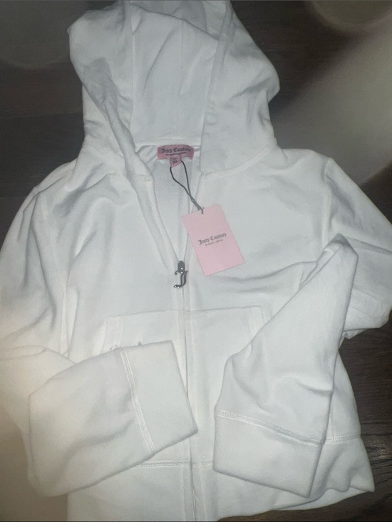 Juicy Couture Tops - Juicy Couture White Zip-Up Hooded Jacket